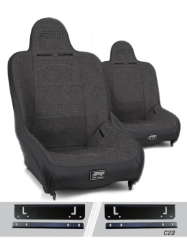 Picture of PRP 97-02 Jeep Wrangler TJ Premier High Back Suspension Seats Kit (Pair) - Gray