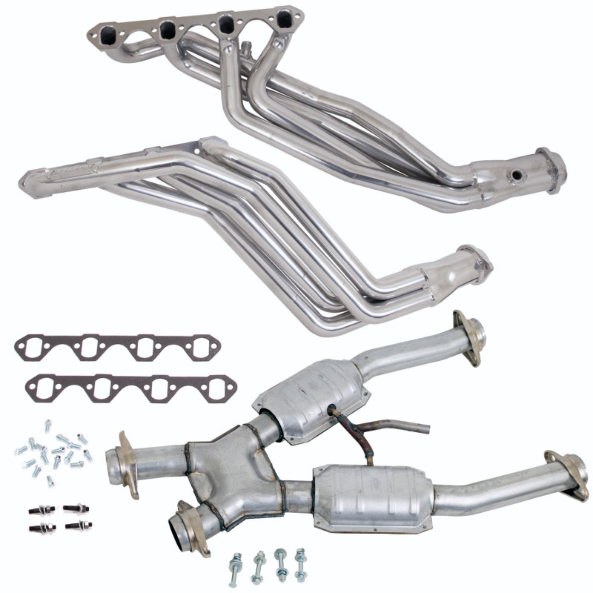 Picture of BBK 94-95 Ford Mustang 5.0L 1-5/8 Long Tube Headers w/High Flow Catted X-Pipe (Silver Ceramic)