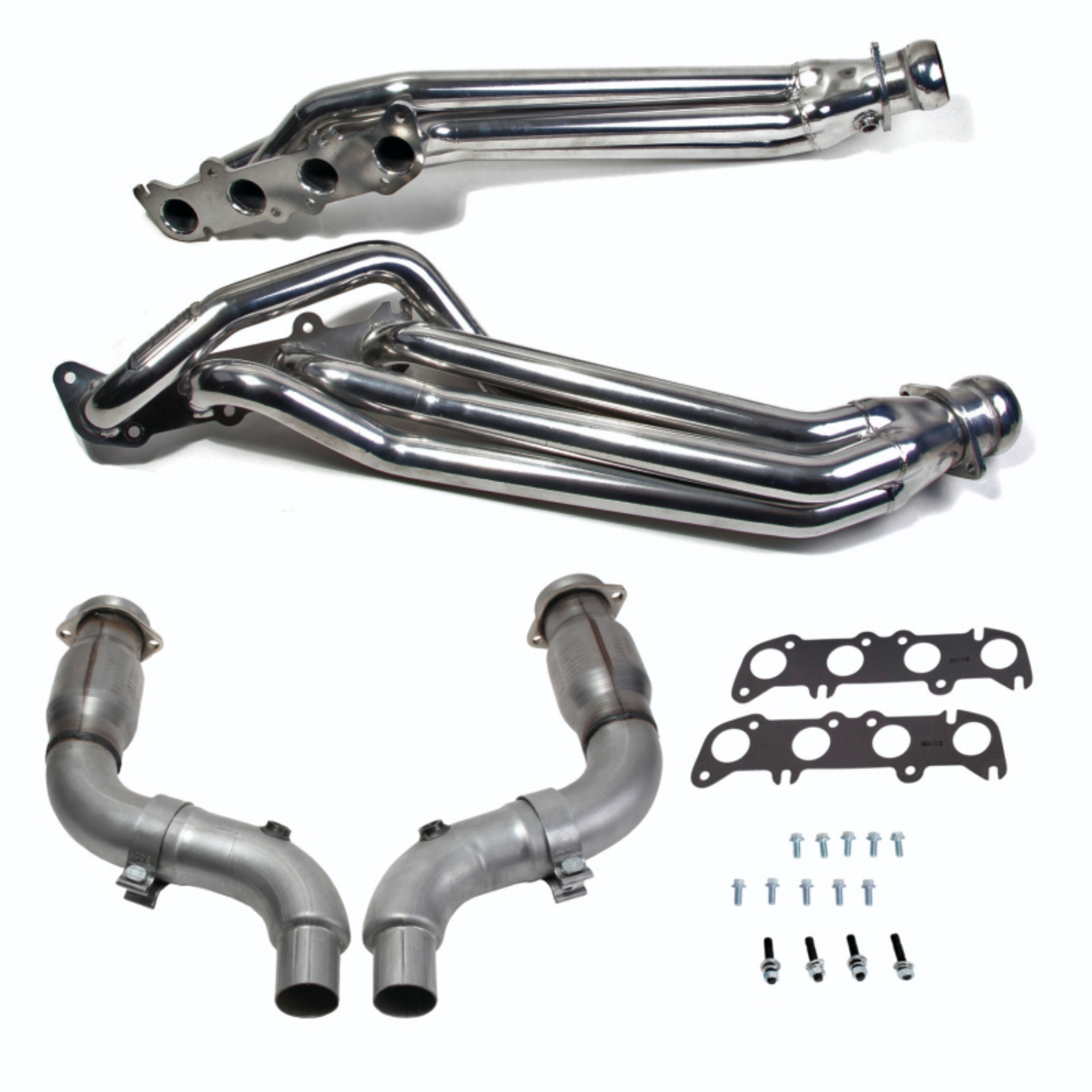 Picture of BBK 15-23 Ford Mustang GT 5.0 1-7/8in Headers w/High Flow Catted Mid Pipe (Silver Ceramic)