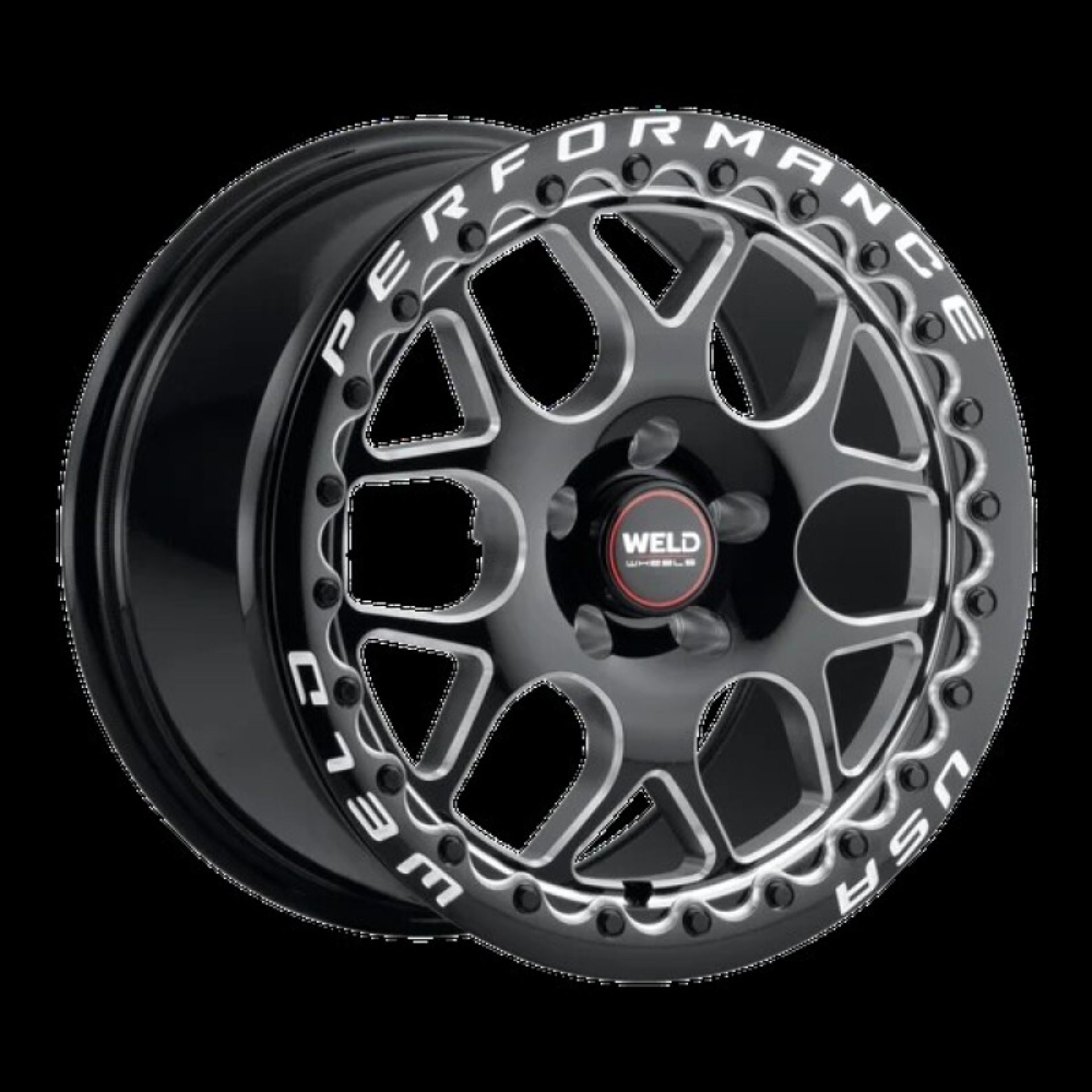 Picture of Weld Solana Beadlock 17x10 / 5x112 BP / ET40 / 78.1mm Bore - Gloss Black MIL DIA Wheel