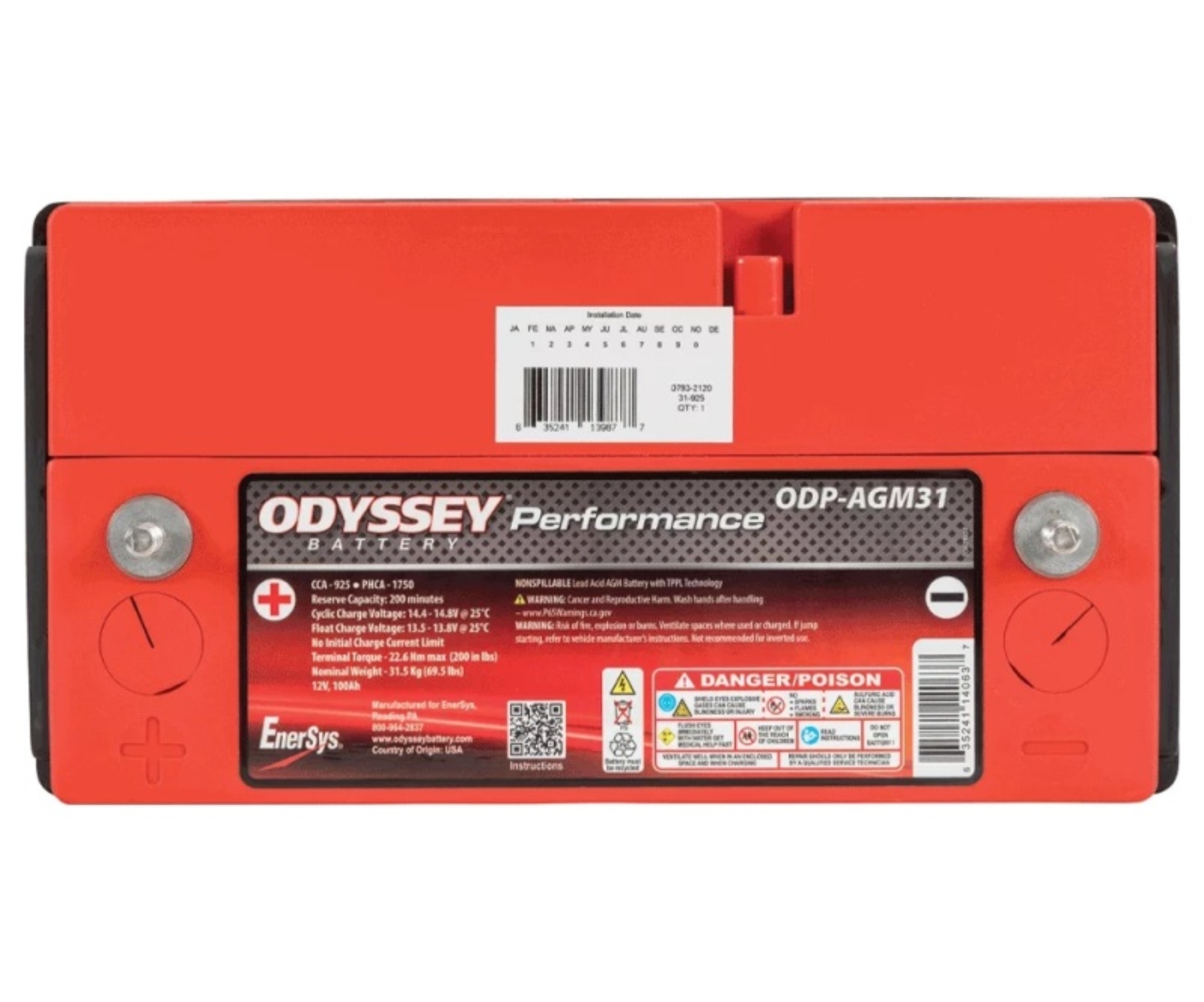 Picture of Odyssey Battery Auto/Truck/Heavy Duty & Commercial Performance AGM Battery (31-925S)