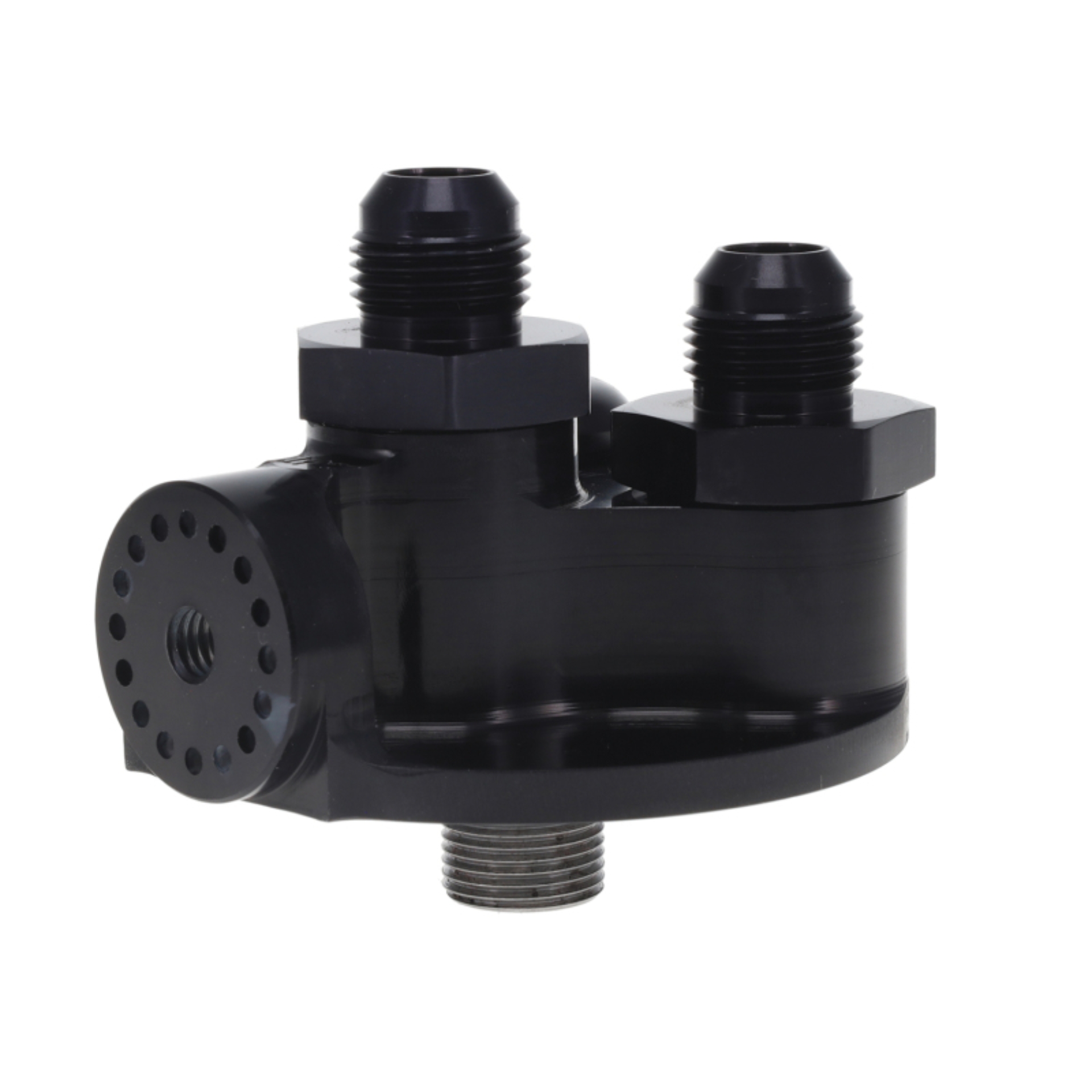 Picture of Peterson Fluid Systems Remote Filter Mount 13/16 -16AN Thread -10AN Fittings - Chevrolet Style