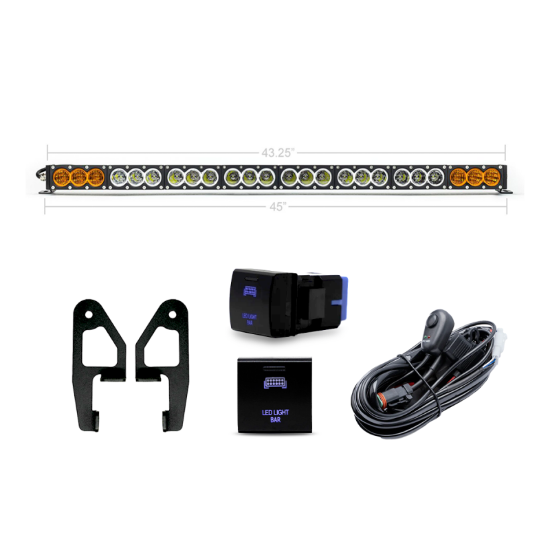 Picture of Cali Raised 2024+ Toyota Tacoma Premium Roof Rack Front Light Bar Kit - 43 In Dual Function W/ OEM