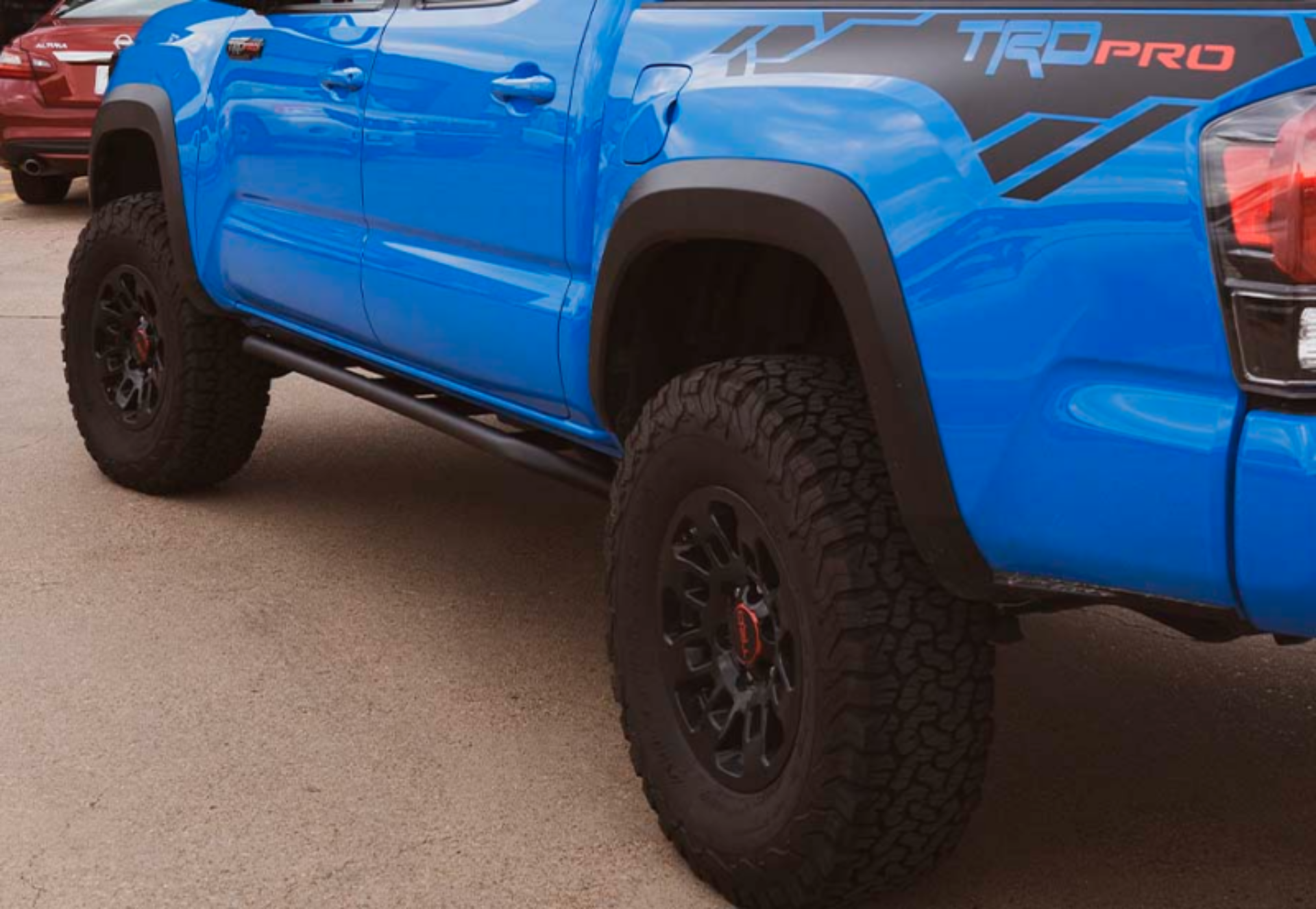 Picture of Cali Raised 05-23 Toyota Tacoma Trail Ed Rock Sliders - Double Cab Short Bed/Kick Out/BedLiner