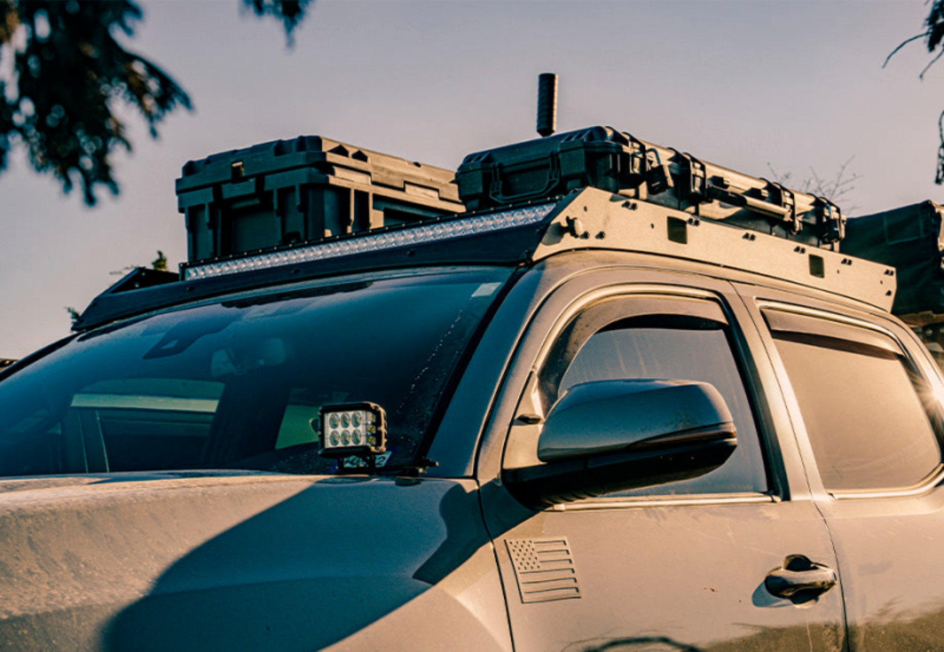 Picture of Cali Raised 05-23 Toyota Tacoma Premium Roof Rack - Blue - Tall/Light Kit