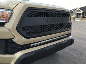 Picture of Cali Raised 2016-2023 Toyota Tacoma 32In Lower Bumper Flush Slim Light Bar Kit - Blue Backlight-Tall