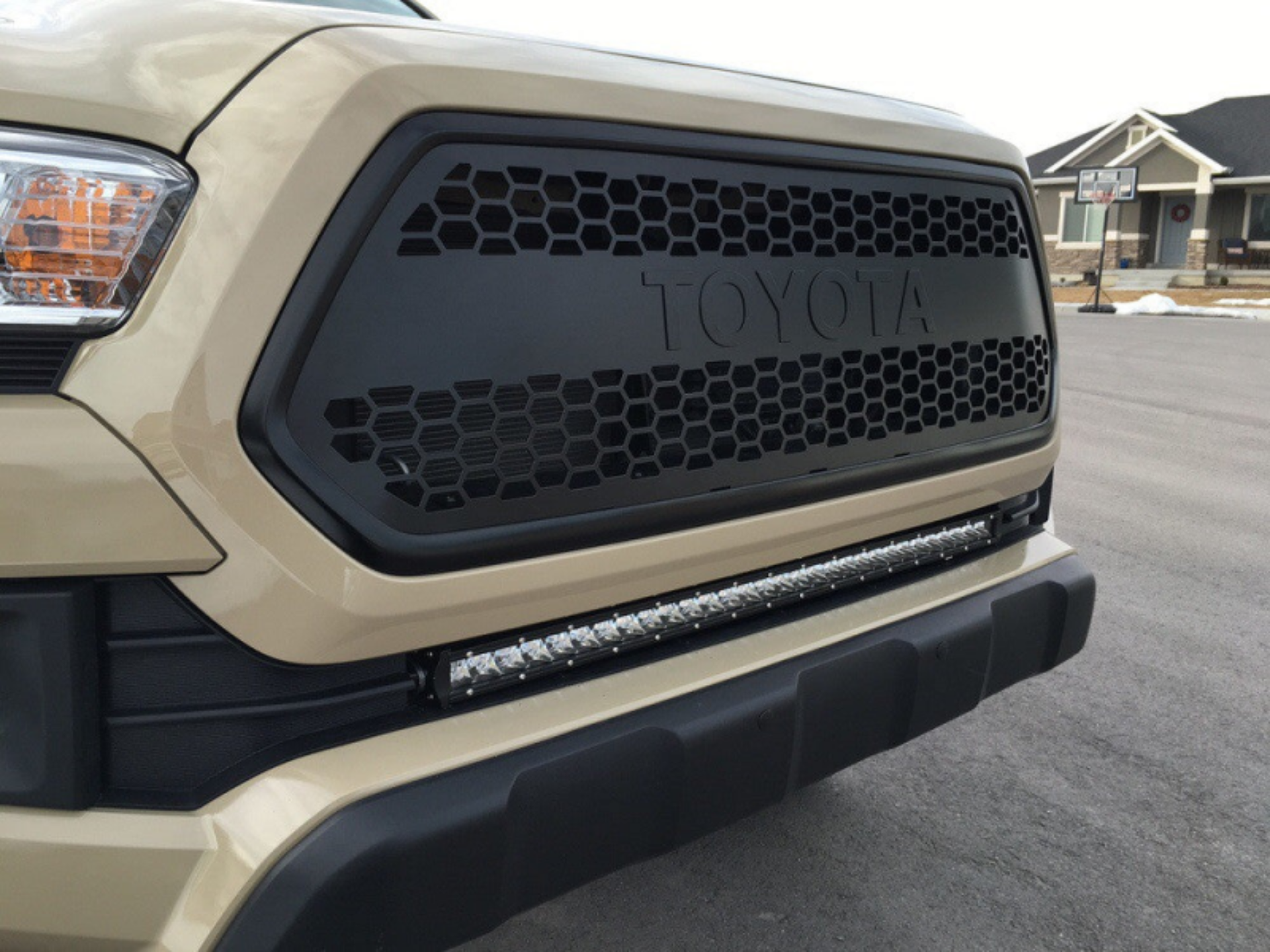 Picture of Cali Raised 2016-2023 Toyota Tacoma 32In Low Bumper Flush Slim Light Bar Kit -Blue Backlight - Small