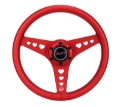 Picture of NRG All Aluminum Steering Wheel 330mm - Heart Cut Out- Ergonomic Grip- Anadized Red