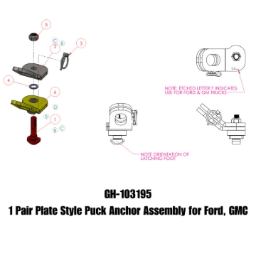 Picture of Gen-Y Ford/GMC Plate Style Puck Safety Chain Anchor Assembly - Pair