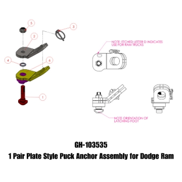 Picture of Gen-Y Dodge Plate Style Puck Safety Chain Anchor Assembly - Pair