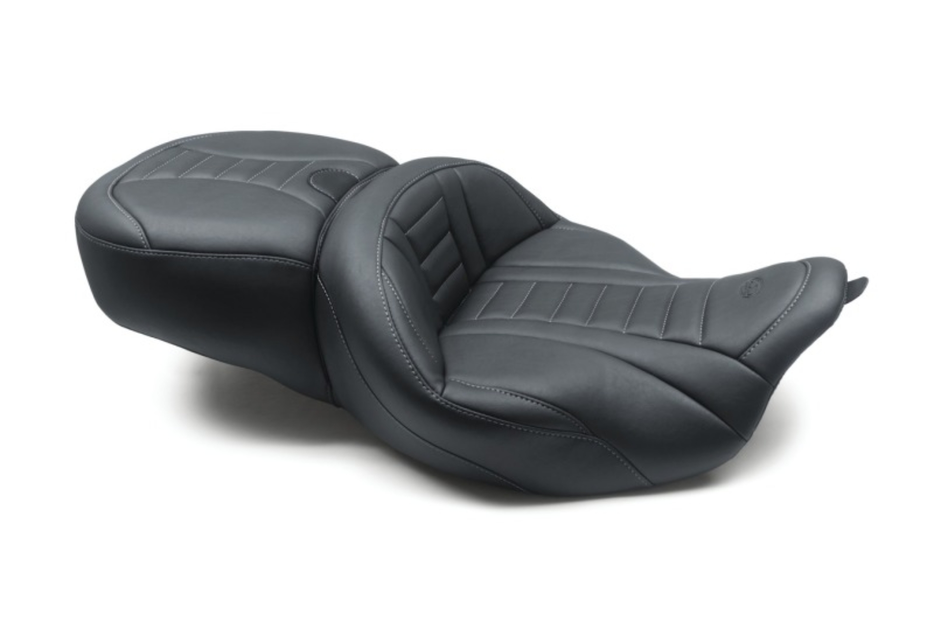 Picture of Mustang 08-21 Harley Electra Glide/Rd Glide/Rd King 1PC Seat Deluxe - Black w/ Grey Stitching