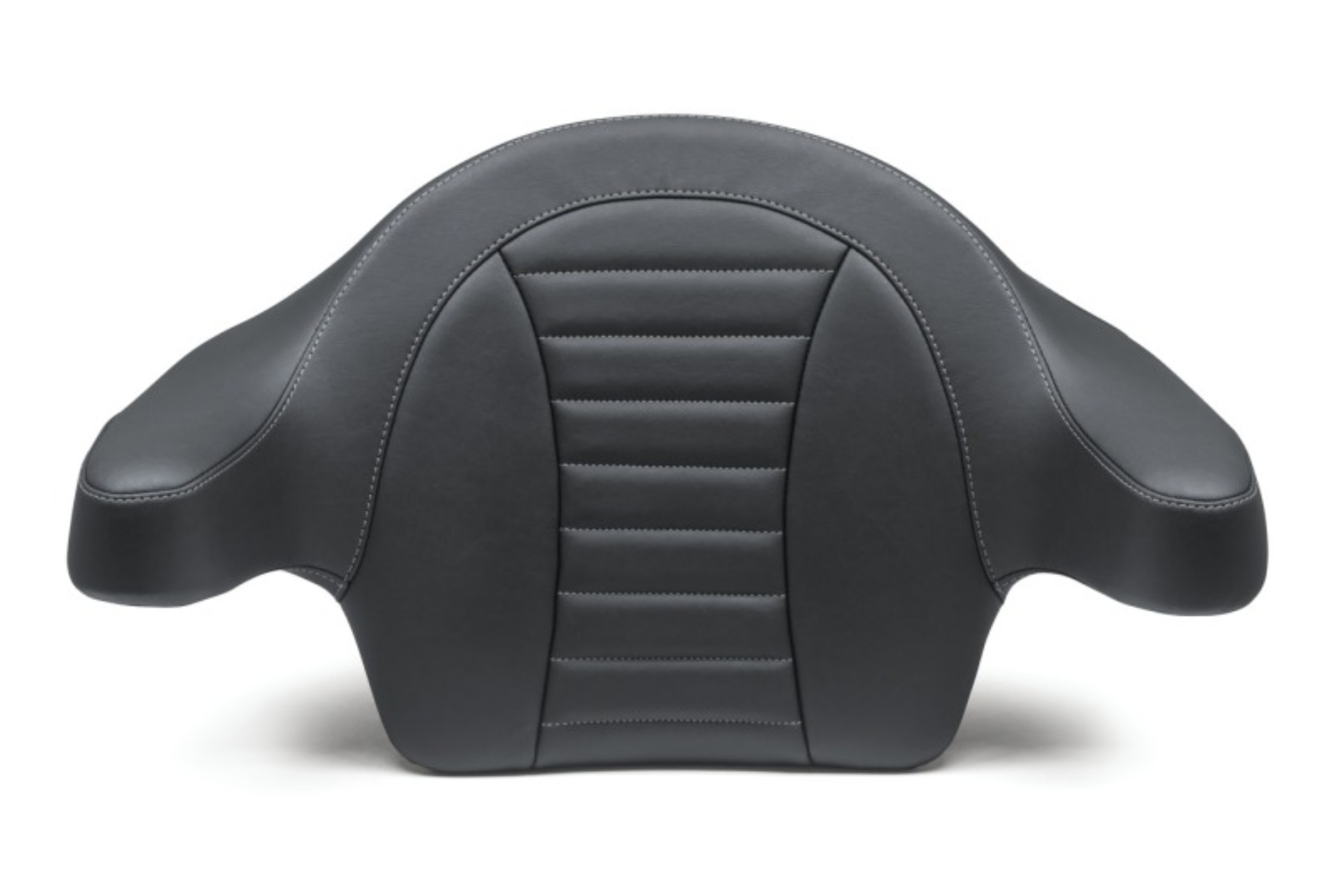 Picture of Mustang 14-21 HD FL Touring Extended Arm Wrap-Around Backrest Deluxe - Black w/Grey Stitching