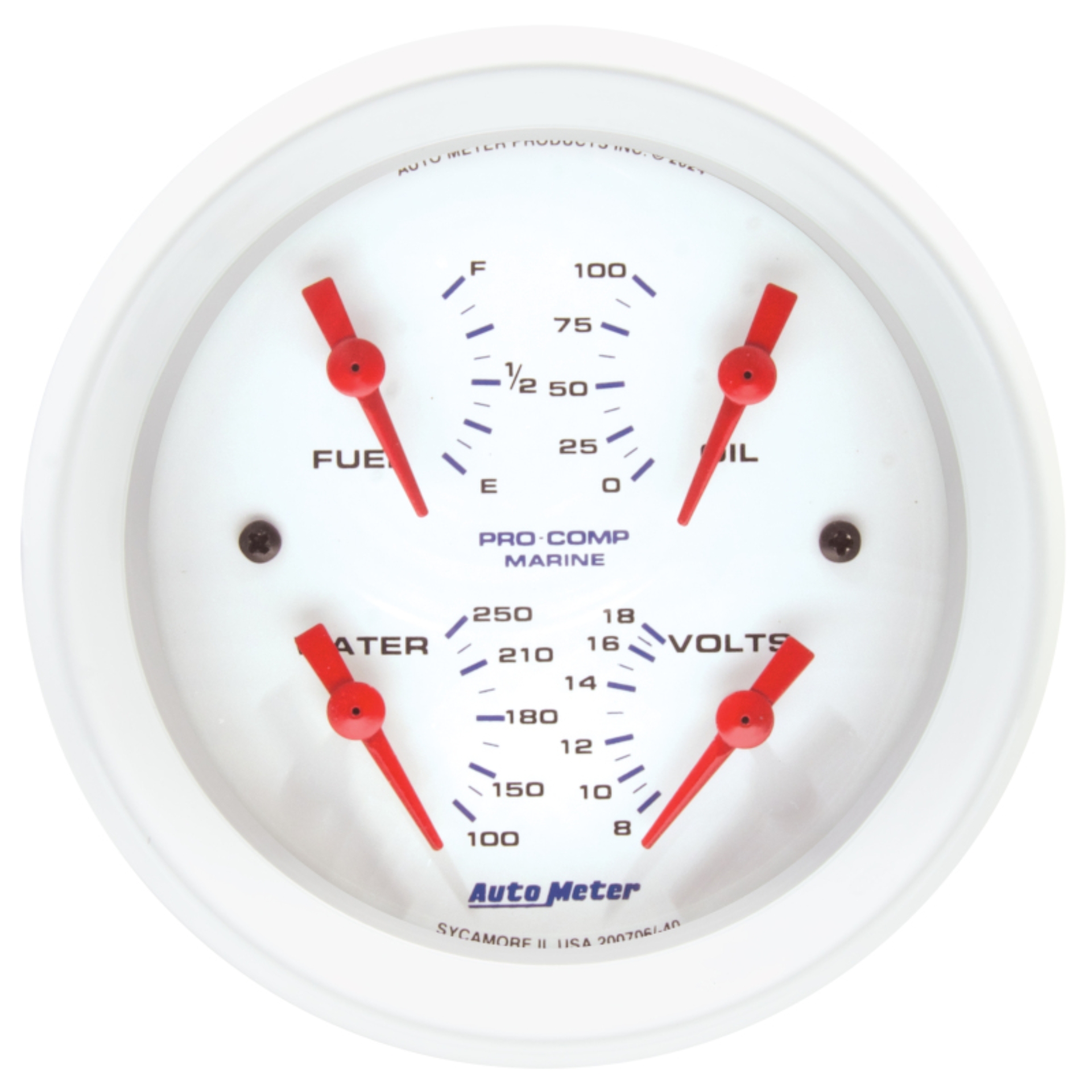 Picture of Autometer Marine White 3-3/8in Gauge - 100PSI