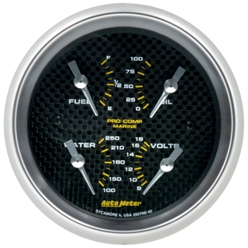 Picture of Autometer Marine Carbon Fiber 3-3/8in Gauge - 100PSI