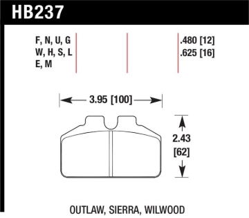 Picture of Hawk Wilwood BB / AP Racing / Outlaw Black Rear Brake Pads