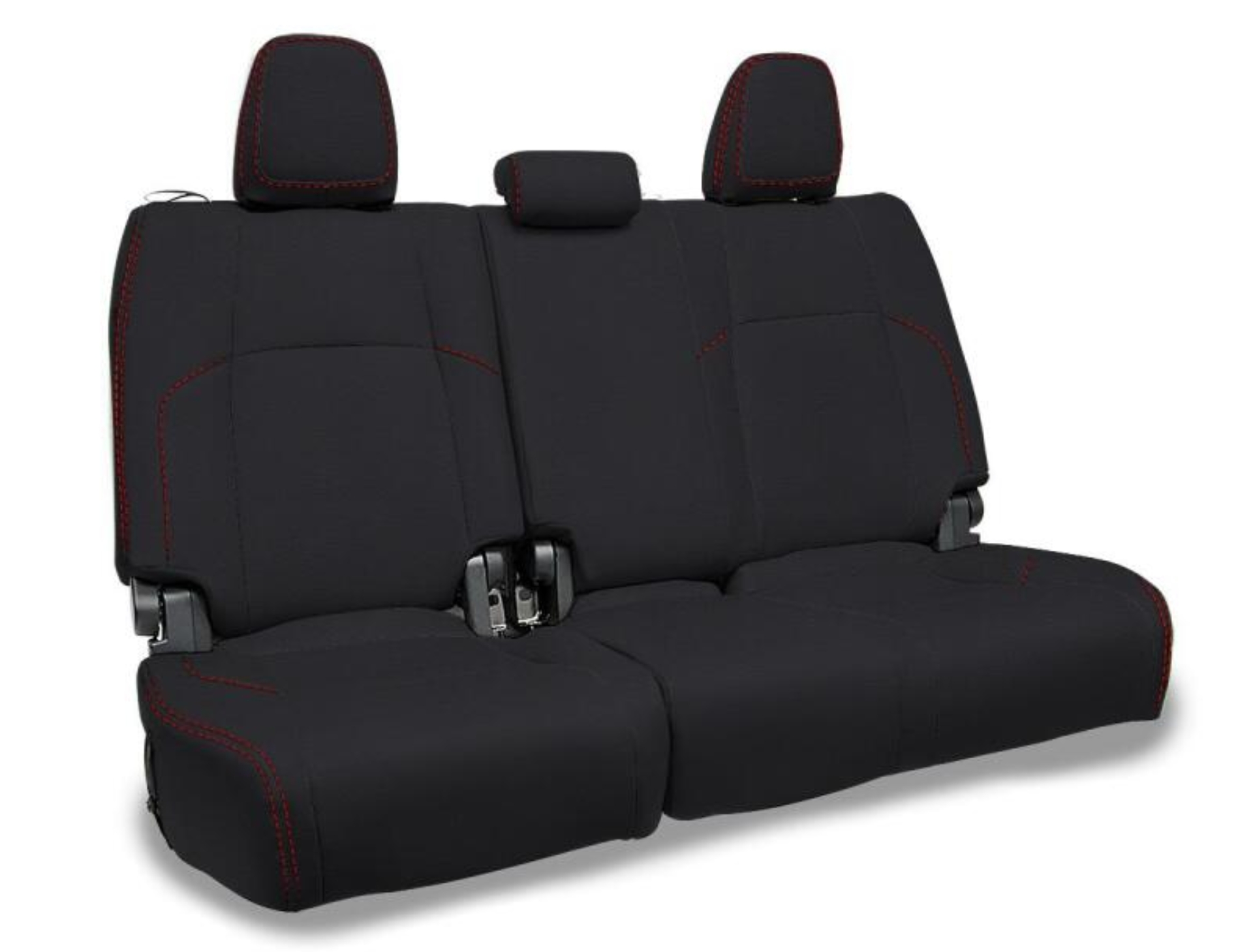 Picture of PRP 2024 Toyota Tacoma Rear Bench Covers - Black with Red Stitch