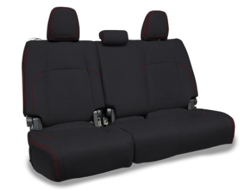 Picture of PRP 2024 Toyota Tacoma Rear Bench Covers - Black with Red Stitch