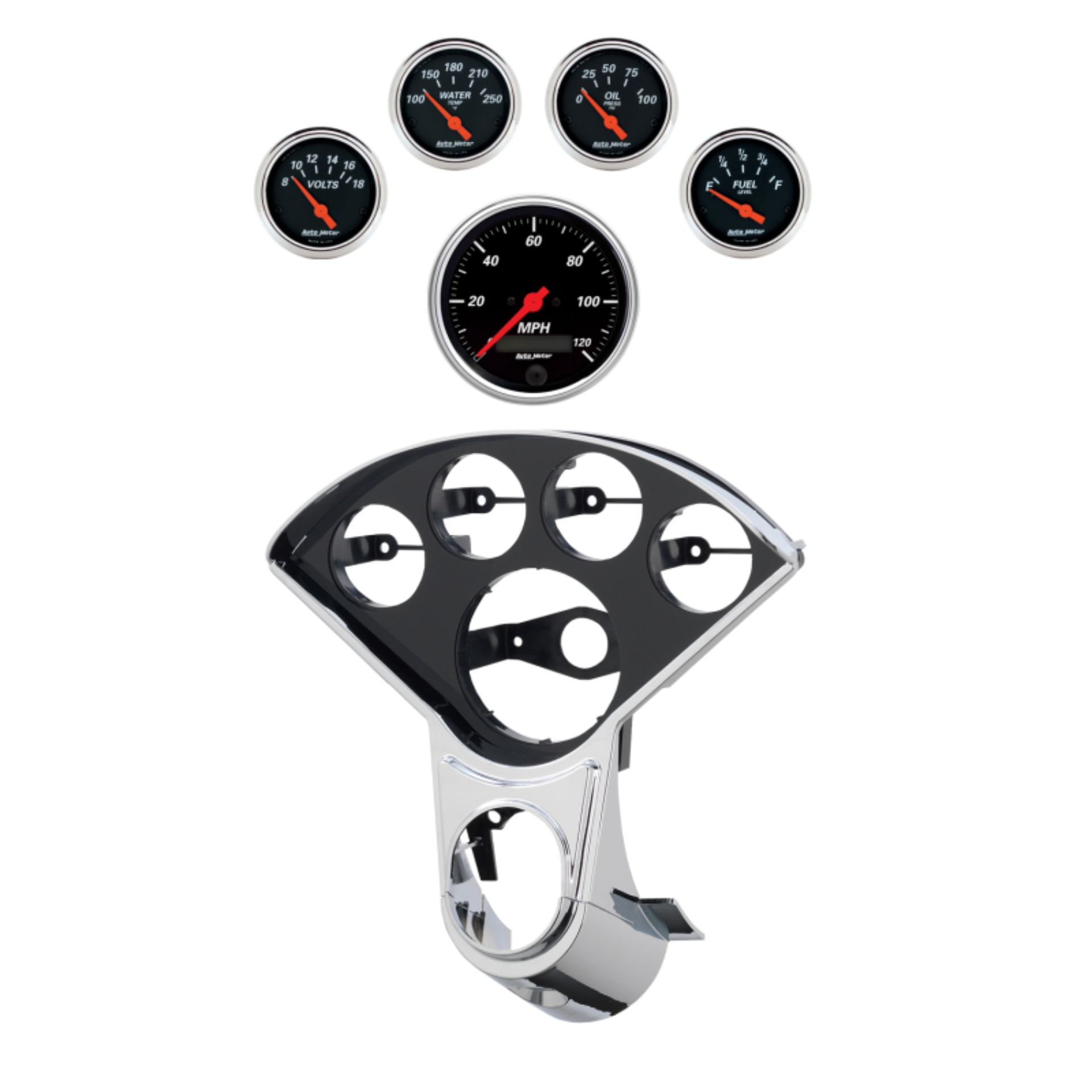 Picture of Autometer Designer Black Direct Fit Dash Kit 55-59 Chevy Truck (1 x 3-3/8in. / 4 x 2-1/16in.)