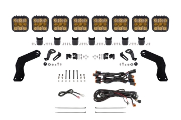 Picture of Diode Dynamics 17-24 Can-Am Maverick X3 SS5 Sport CrossLink Roof Lightbar Kit - Yellow Combo