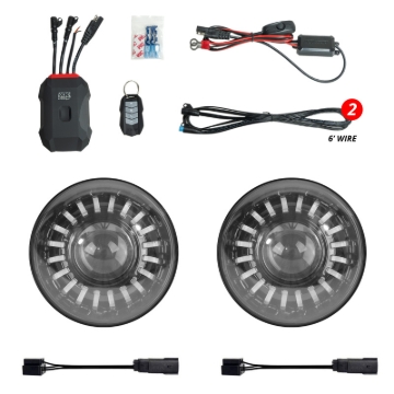 Picture of XK Glow 07-18 Jeep Wrangler JK 7in Headlight XKmax RGBW LED 2pc XKchrome Bluetooth App Cntl Kit