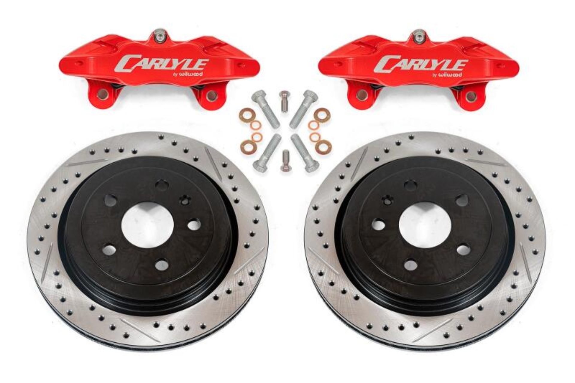 Picture of BMR 14-17 Chevrolet SS Brake Kit For 15in Conversion Drilled & Slotted Rotors Red Calipers