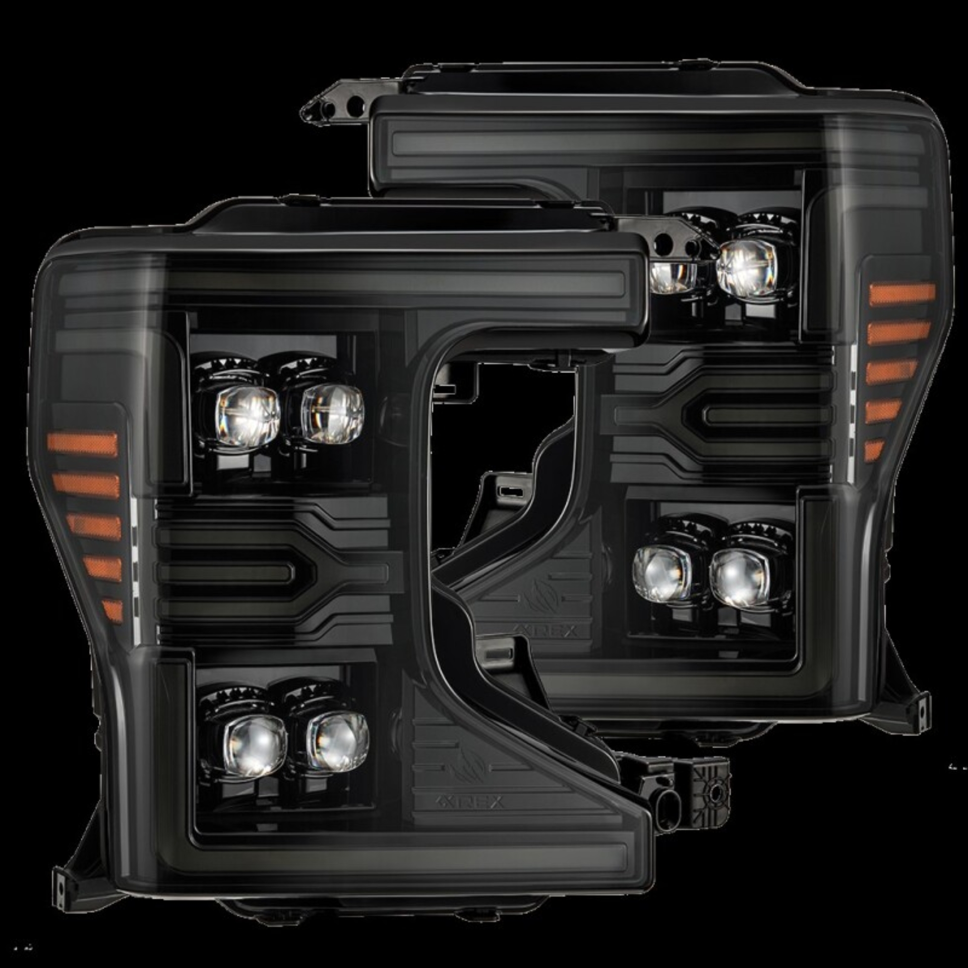 Picture of AlphaRex 20-22 Ford F-250/350/450 SD NOVA-Series LED Proj Headlights Alpha-Bk w/Acv Light SS & SBDRL