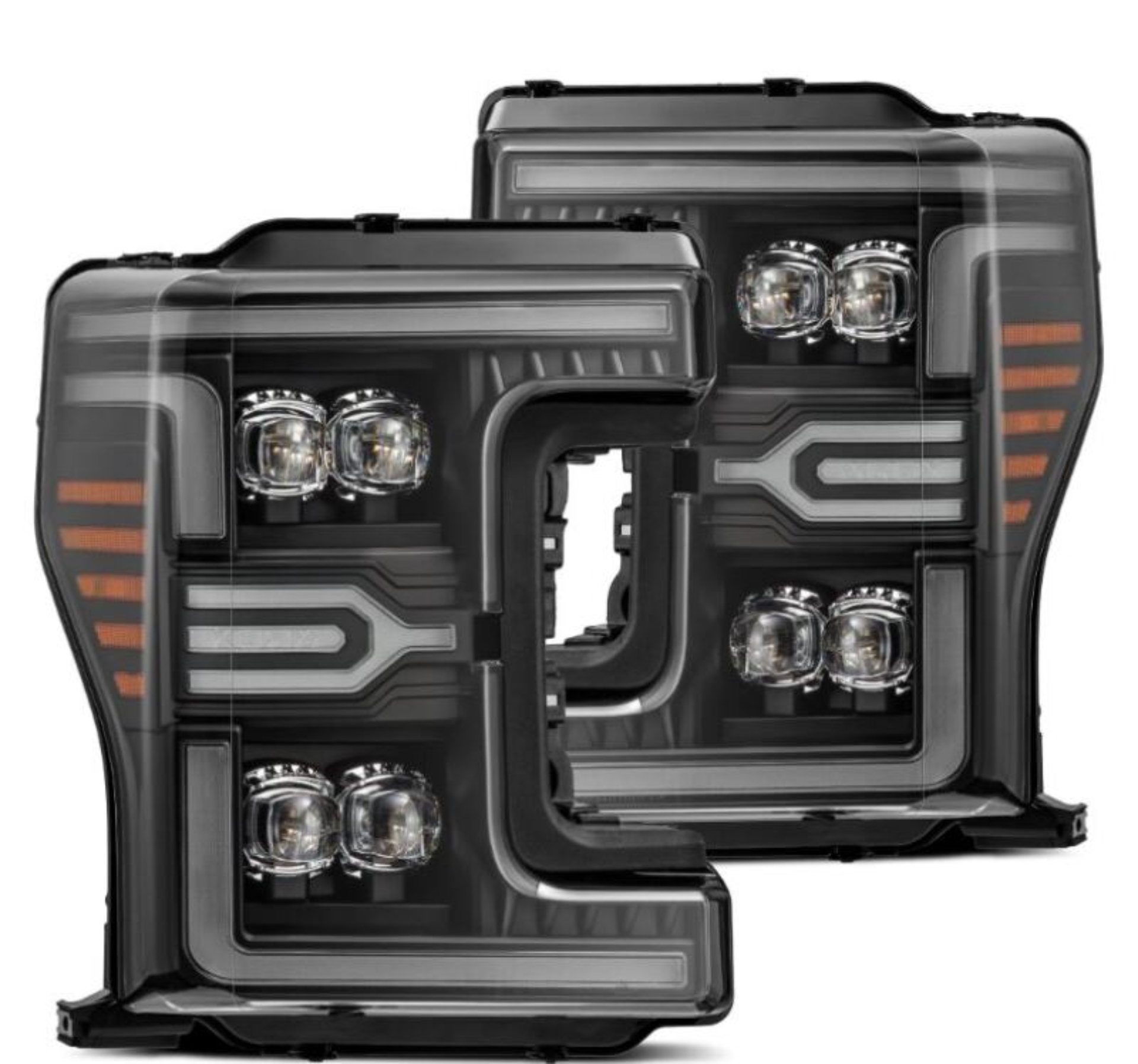 Picture of AlphaRex 17-19 Ford F-250/350/450 SD NOVA-Series LED Proj Headlights Bk w/Actv Light SeqSig & SBDRL
