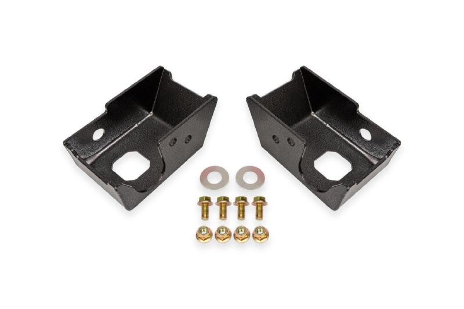 Picture of BMR 2021+ Ford Bronco (Exc. Bronco Sport) Rear Shock Mount Skid Plates - Black Hammertone