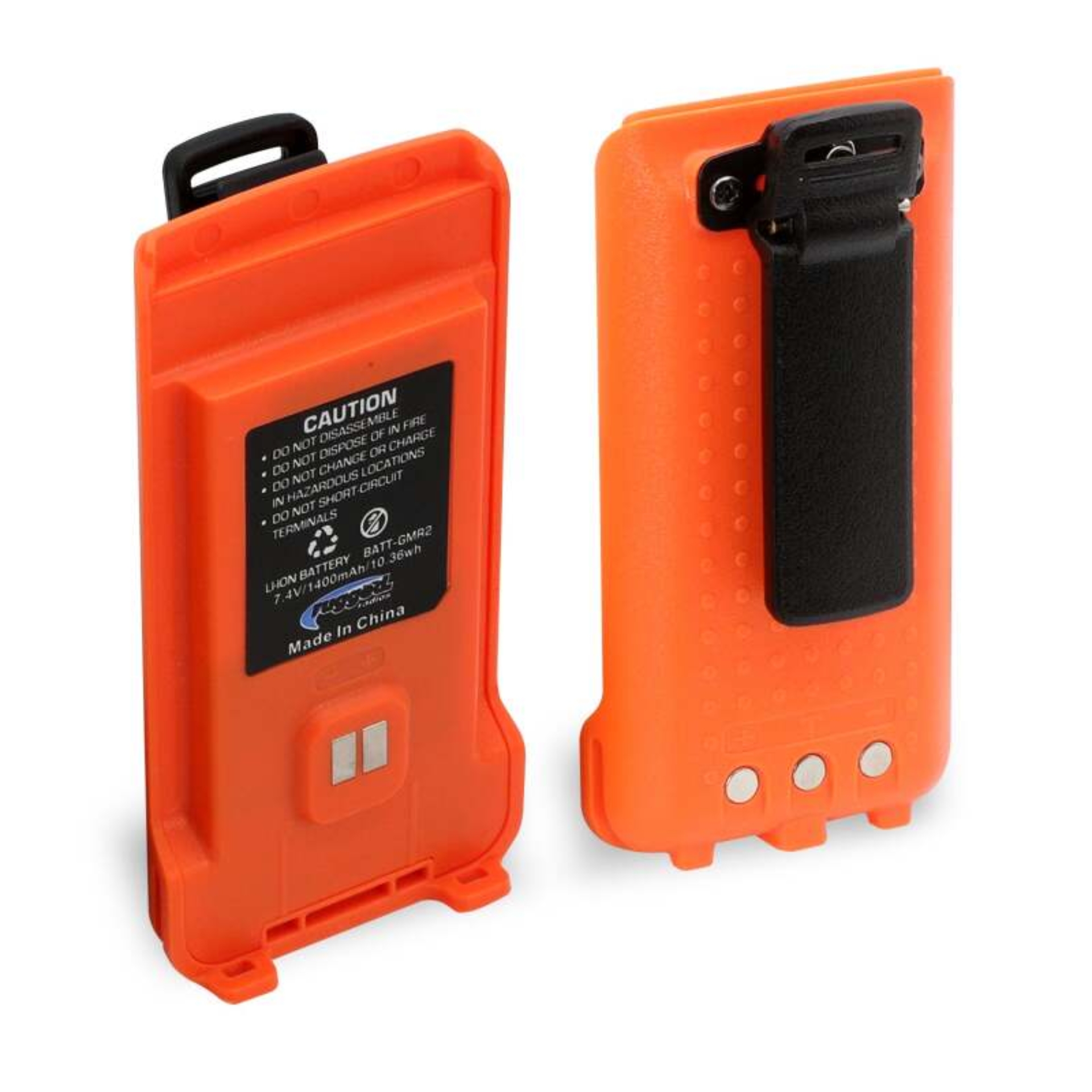Picture of Rugged Radios GMR2 Replacement Lithium Battery w/12v Charge Port and Belt Clip Safety Orange
