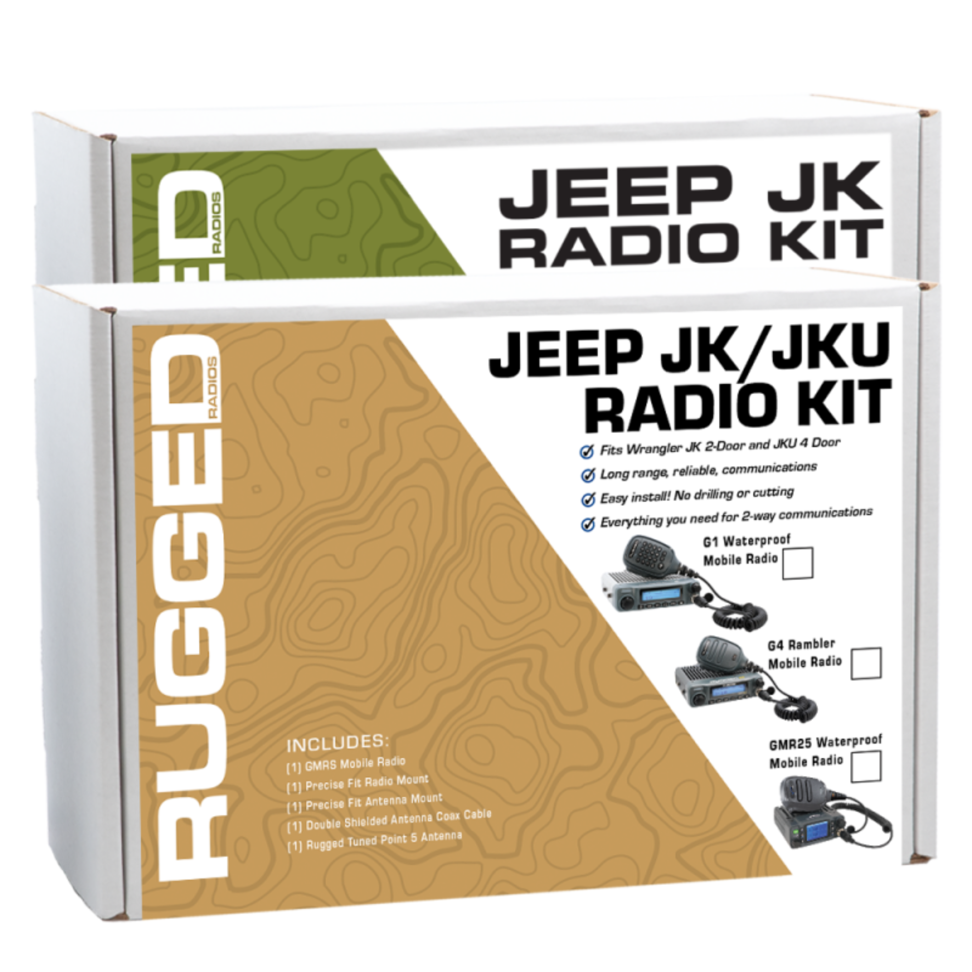 Picture of Rugged Radios 07-10 JK(2D) / 07-19 JKU(4D) 2-Way GMRS Radio Kit / 25 Watt - GMR25 Waterproof