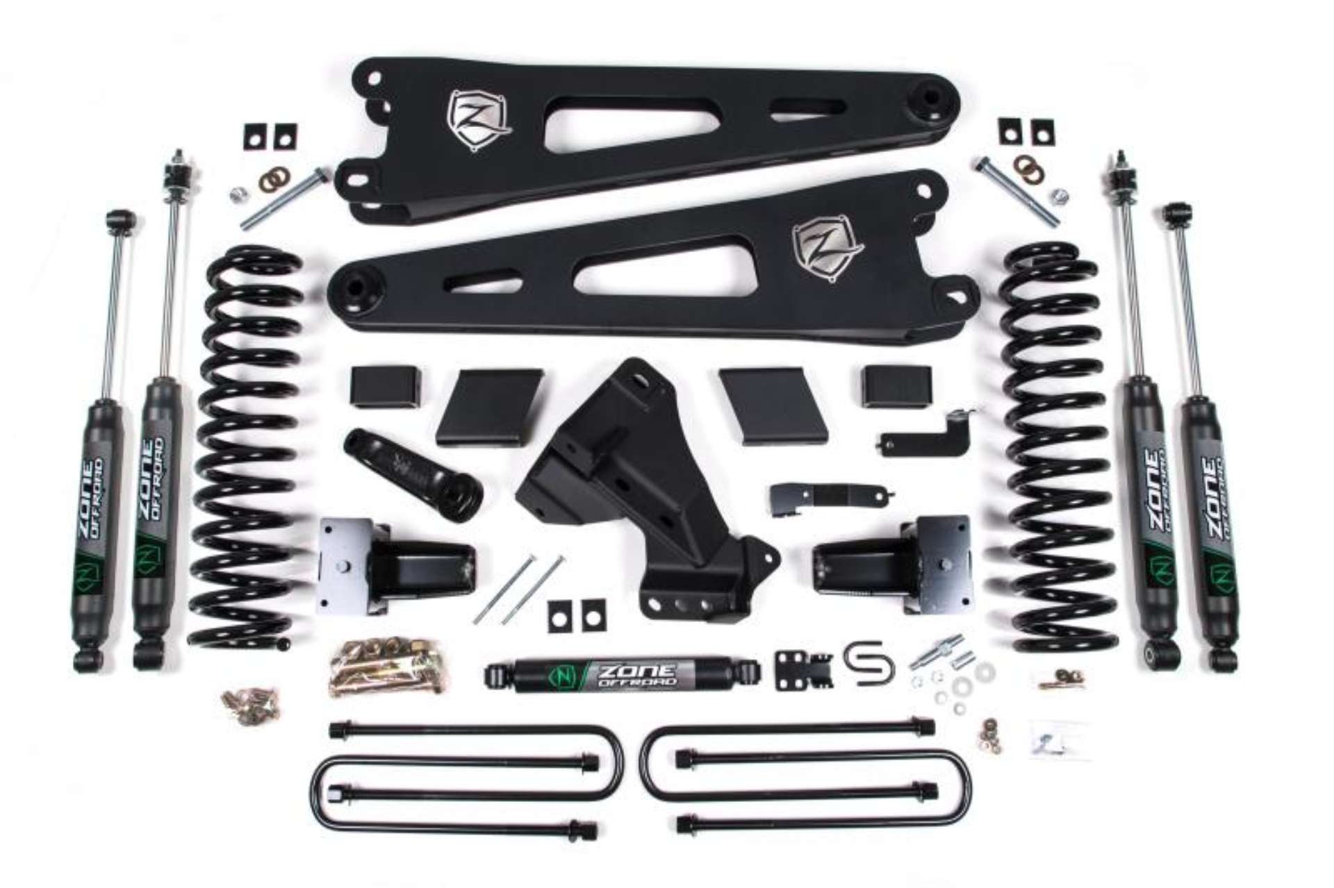 Picture of Zone Offroad 23-26 Ford F250/F350 4WD 7in Radius Arm Susp. Lift Kit 4.5in Rear - Adv. Series Shocks