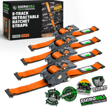 Picture of Rhino USA Retractable Ratchet Straps (2Pk 1Inx10Ft) Orange
