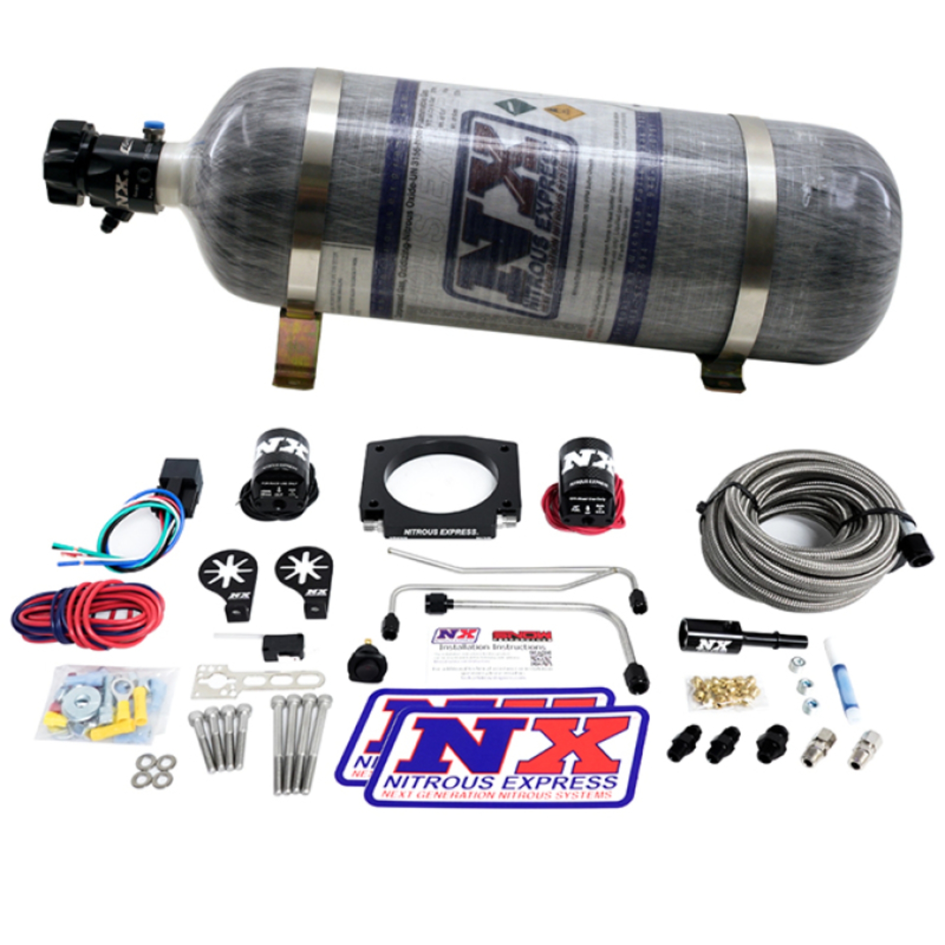 Picture of Nitrous Express LS Single Entry 90mm Plate Hardline System (50-400hp) w/12lb Bottle