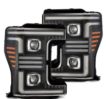 Picture of AlphaRex 17-19 Ford F-250/350/450/550  Super Duty PRO-Series Proj Headlights Black w/SeqSig & DRL