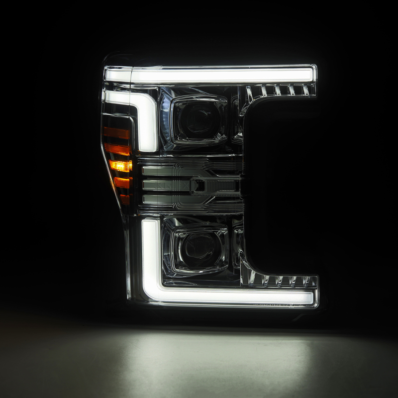 Picture of AlphaRex 17-19 Ford F-250/350/450/550 Super Duty LUXX-Series LED Proj Headlights Chrome w/SS & SBDRL