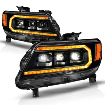 Picture of ANZO 15-22 Chevy Colorado Full LED Headlights w/ Initiation (Amber DRL) - Black