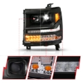 Picture of ANZO 16-18 Chevy Silverado 1500 (Factory HID Models ONLY) Full LED Proj Headlights Black - Pair