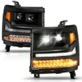 Picture of ANZO 16-18 Chevy Silverado 1500 (Factory HID Models ONLY) Full LED Proj Headlights Black - Pair