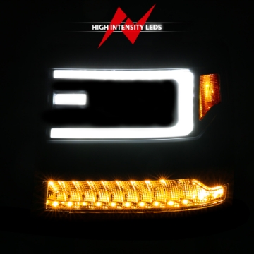 Picture of ANZO 16-18 Chevy Silverado1500 (Factory HID Models) LED Proj Light Bar Style Headlights Black - Pair
