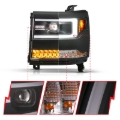Picture of ANZO 16-18 Chevy Silverado1500 (Factory HID Models) LED Proj Light Bar Style Headlights Black - Pair