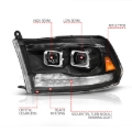Picture of ANZO 09-19 Dodge RAM 1500 / 10-18 2500/3500 LED Proj Headlights SeqSig Black - Pair