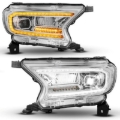 Picture of ANZO 19-23 Ford Ranger (Factory Halogen Models) Full LED Proj Headlights DRL/SeqSig Chrome - Pair