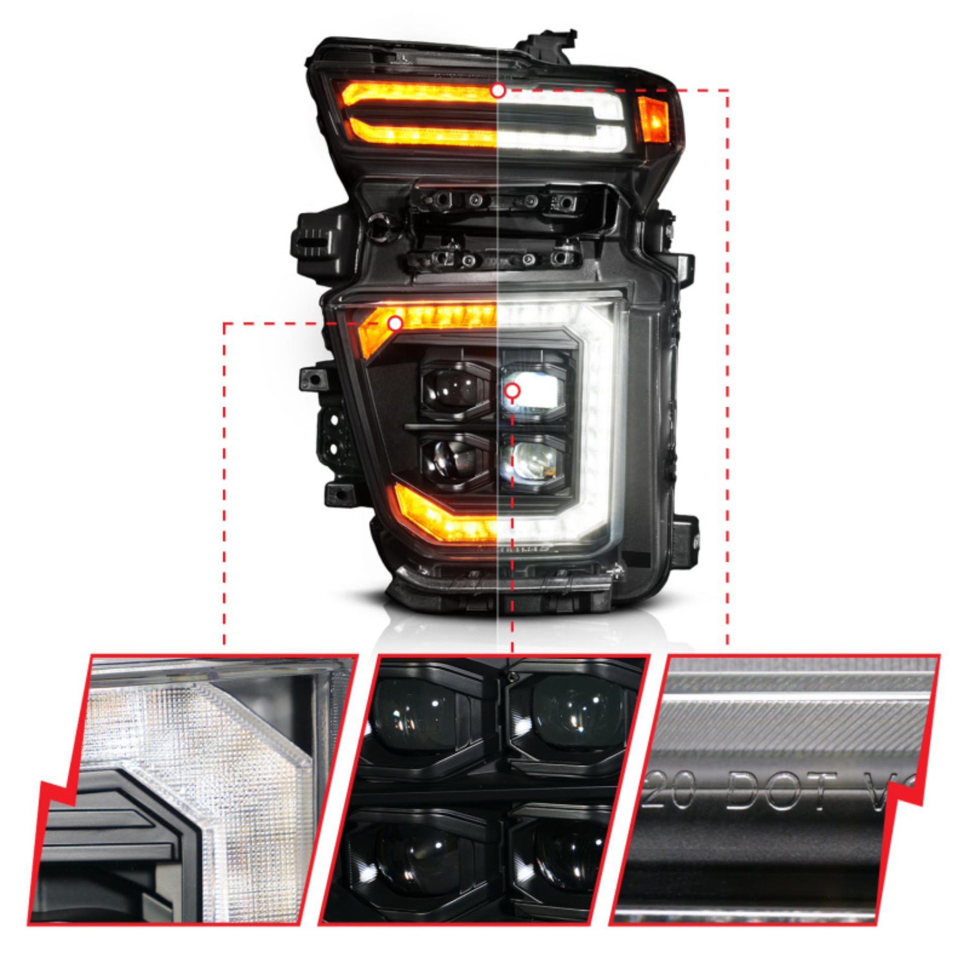 Picture of ANZO Z-Series 20-23 Chevy Silverado 2500/3500 Z-Series Full LED Proj Headlights Black - Driver Side
