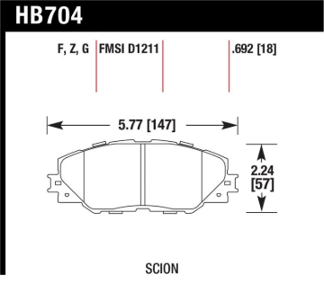 Picture of Hawk 06-09 Toyota RAV4 / 10-13 Toyota Matrix Performance Ceramic Front Brake Pads