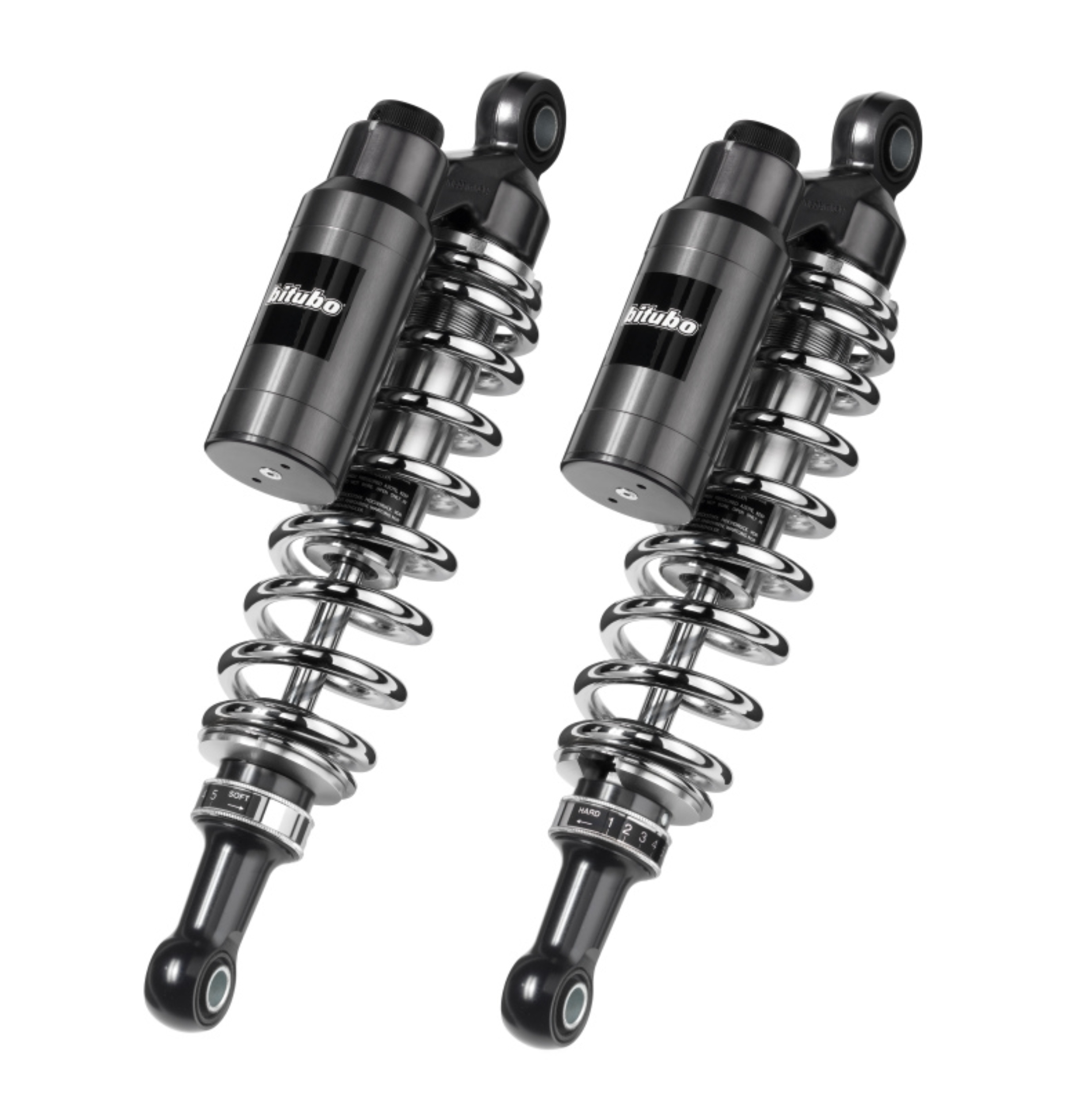 Picture of Bitubo WMT0 Twinshocks Adj.: Spring Preload, Reb., Comp., Length 320mm, Piggyback Tank Chr Edition