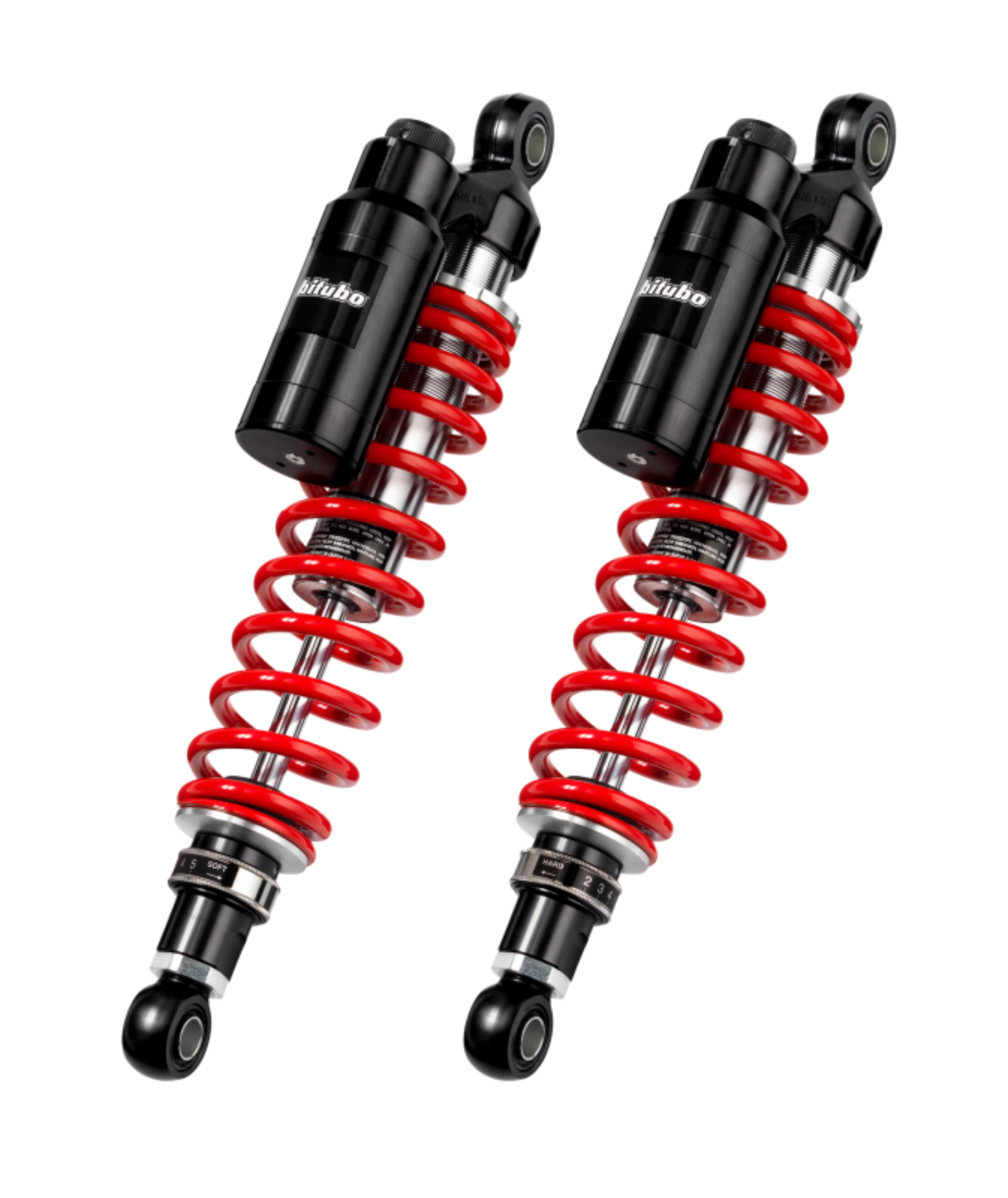 Picture of Bitubo WMT0 Twinshocks Adj.: Spring Preload, Reb., Comp., Length 361mm, Piggyback Tank, Red Springs