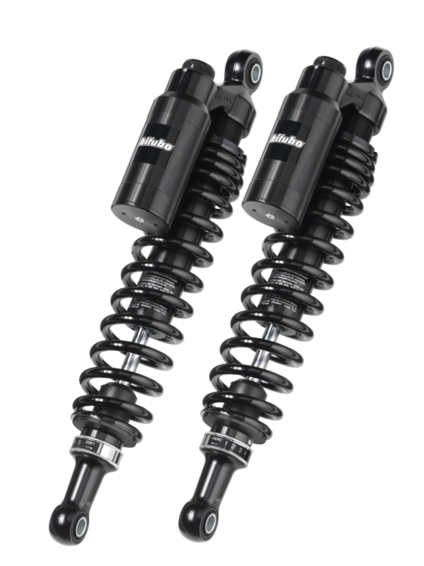 Picture of Bitubo WMT0 Twinshocks Adj.: Spring Preload, Reb., Comp., Length 341mm, Piggyback Tank, Dk Edition