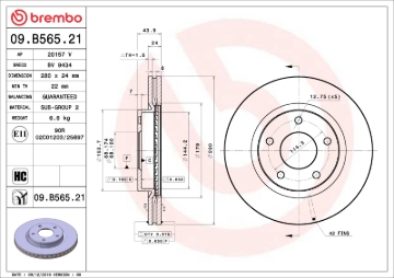 Picture of Brembo OE 13-19 Nissan Sentra UV Coated Brake Disc - Front