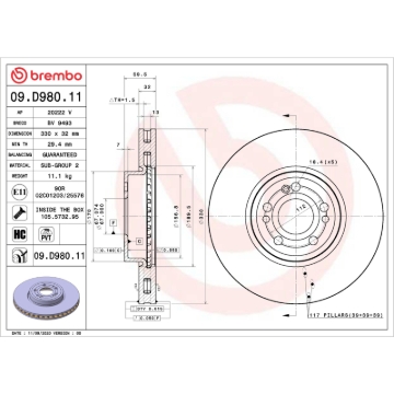 Picture of Brembo OE 20-23 Mercedes-Benz GLE350/20-21 GLE450/GLE580 UV Coated Brake Disc - Front