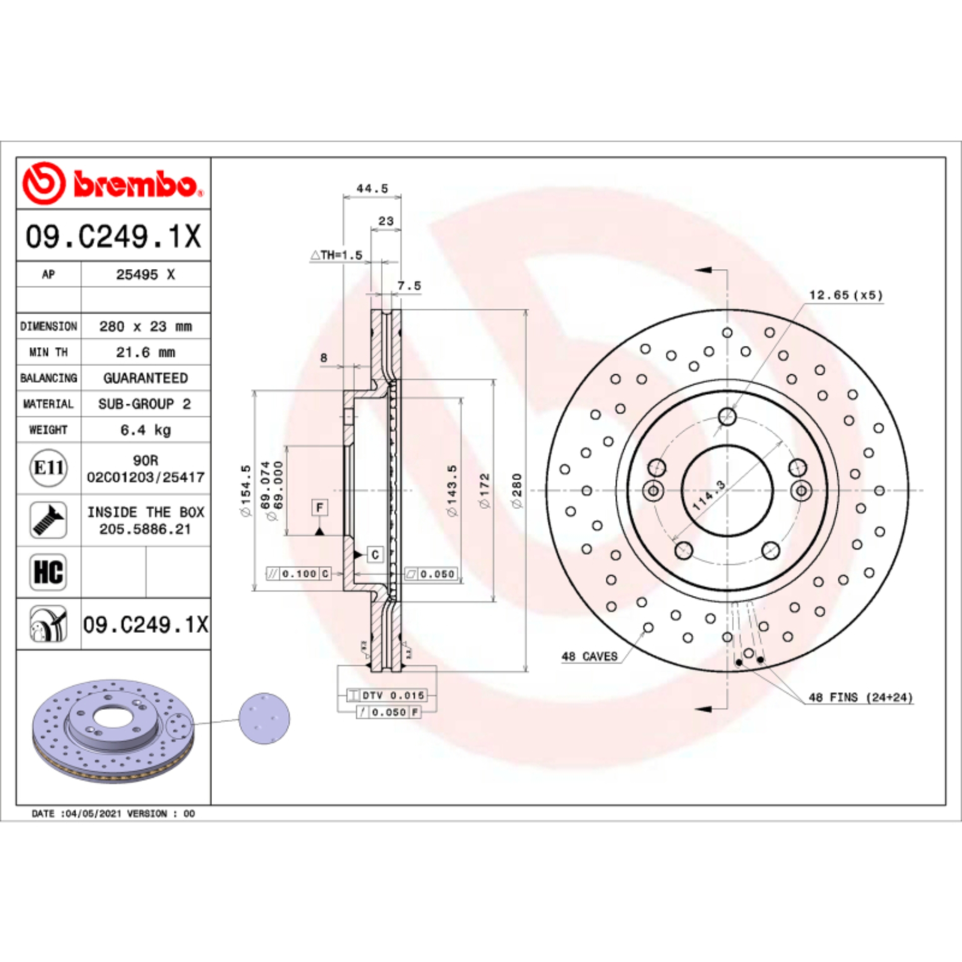 Picture of Brembo OE 2017 Hyundai Elantra/14-18 Kia Forte/14-24 Soul Drilled Xtra Brake Disc - Front